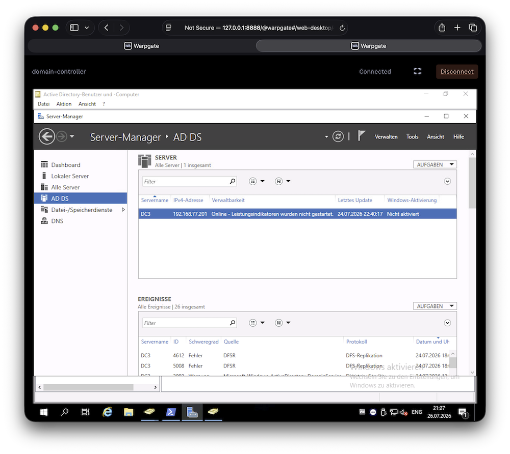 Screenshot: VNC web desktop client